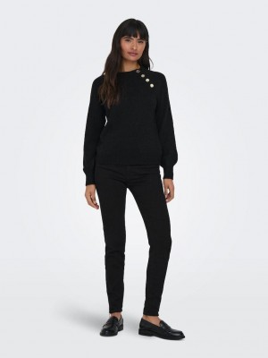 Only ONLEMMA LS BUTTON ONECK KNT NOOS Black | Freewear ONLEMMA LS BUTTON ONECK KNT NOOS - www.freewear.nl - Freewear