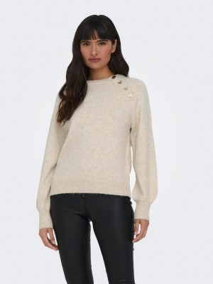 Only ONLEMMA LS BUTTON ONECK KNT NOOS Pumice Stone | Freewear ONLEMMA LS BUTTON ONECK KNT NOOS - www.freewear.nl - Freewear