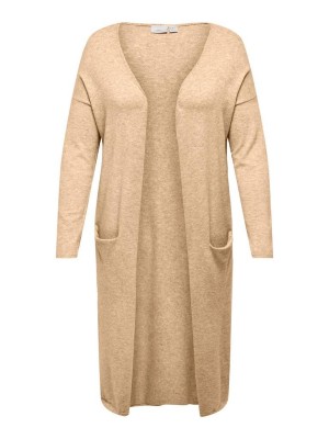 Carmakoma CARNEW ESLY LS OPEN LONG CARDIGAN K: Beige/MELANGE | Freewear CARNEW ESLY LS OPEN LONG CARDIGAN K: - www.freewear.nl - Freewear