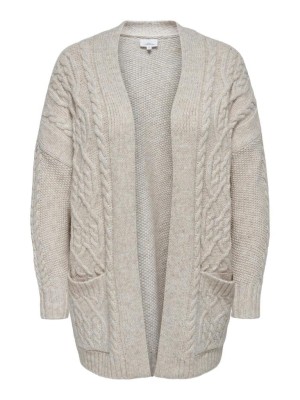 Carmakoma CARCOZY LS OPEN CABLE CARDIGAN KNT Birch | Freewear CARCOZY LS OPEN CABLE CARDIGAN KNT - www.freewear.nl - Freewear