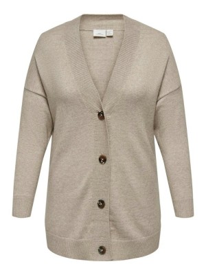 Carmakoma CARESLY LS BUTTON CARDIGAN KNT NOOS Mocha Meringue/Melange | Freewear CARESLY LS BUTTON CARDIGAN KNT NOOS - www.freewear.nl - Freewear