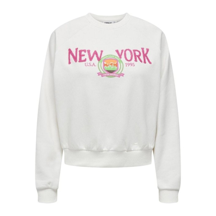 Only ONLGOLDIE L/S NYC O-NECK BOX SWT Cloud Dancer/New york | Freewear ONLGOLDIE L/S NYC O-NECK BOX SWT - www.freewear.nl - Freewear