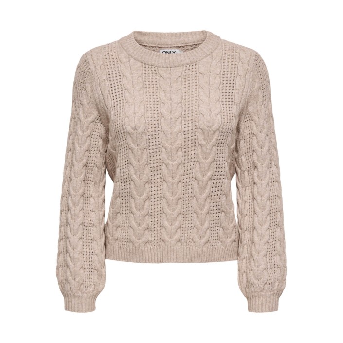 Only ONLRUBINA LS CABLE O-NECK KNT NOOS Mocha Meringue/W. Melange | Freewear ONLRUBINA LS CABLE O-NECK KNT NOOS - www.freewear.nl - Freewear