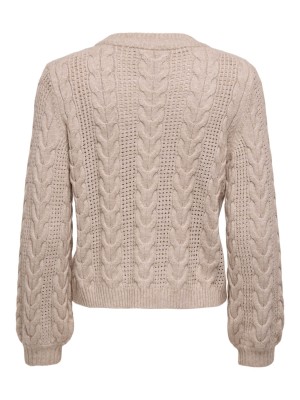 Only ONLRUBINA LS CABLE O-NECK KNT NOOS Mocha Meringue/W. Melange | Freewear ONLRUBINA LS CABLE O-NECK KNT NOOS - www.freewear.nl - Freewear