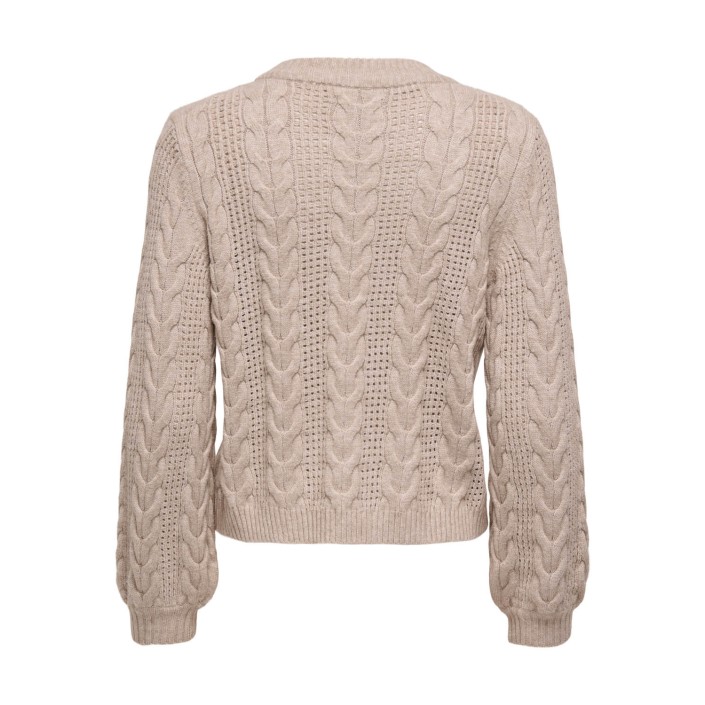 Only ONLRUBINA LS CABLE O-NECK KNT NOOS Mocha Meringue/W. Melange | Freewear ONLRUBINA LS CABLE O-NECK KNT NOOS - www.freewear.nl - Freewear