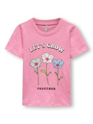 ONLY:KIDS ONLY KMGBONE REG S/S FLOWERS TOP BOX JRS Begonia Pink/Grow | Freewear