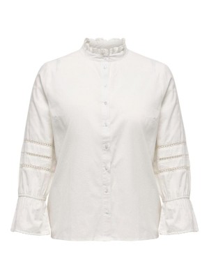 Carmakoma CARLENA L/S FRILL SHIRT WVN White | Freewear CARLENA L/S FRILL SHIRT WVN - www.freewear.nl - Freewear