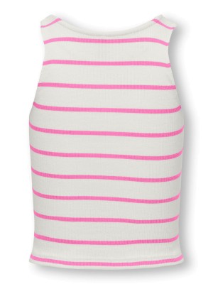 Only KOGNESSA S/L SHORT STRIPE TOP JRS Cloud Dancer/Fuchsia Pink | Freewear KOGNESSA S/L SHORT STRIPE TOP JRS - www.freewear.nl - Freewear