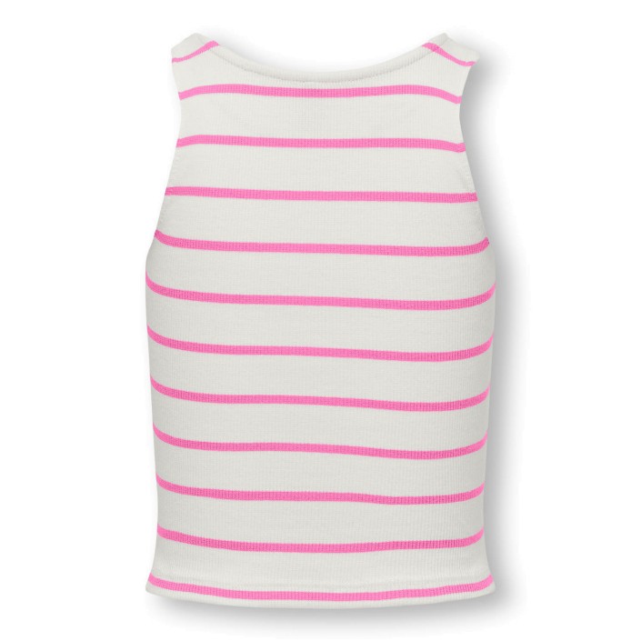 Only KOGNESSA S/L SHORT STRIPE TOP JRS Cloud Dancer/Fuchsia Pink | Freewear KOGNESSA S/L SHORT STRIPE TOP JRS - www.freewear.nl - Freewear