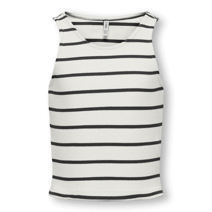 Only KOGNESSA S/L SHORT STRIPE TOP JRS Cloud Dancer/Black | Freewear KOGNESSA S/L SHORT STRIPE TOP JRS - www.freewear.nl - Freewear