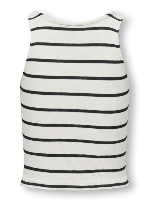 Only KOGNESSA S/L SHORT STRIPE TOP JRS Cloud Dancer/Black | Freewear KOGNESSA S/L SHORT STRIPE TOP JRS - www.freewear.nl - Freewear