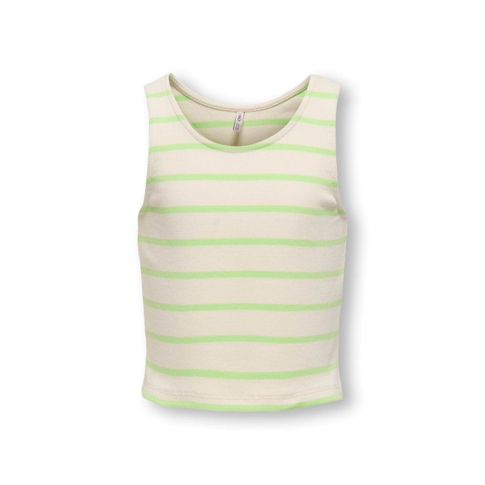 Only KOGNESSA S/L SHORT STRIPE TOP JRS Paradise Green/Cloud dancer | Freewear KOGNESSA S/L SHORT STRIPE TOP JRS - www.freewear.nl - Freewear