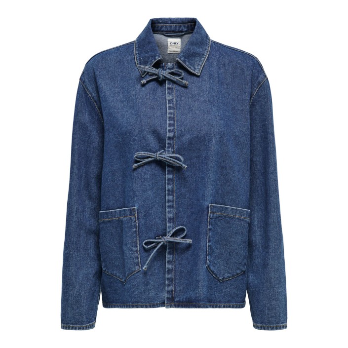 Only ONLTHILLE L/S TIE DNM JACKET GUA Dark Blue Denim | Freewear ONLTHILLE L/S TIE DNM JACKET GUA - www.freewear.nl - Freewear