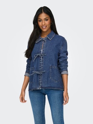 Only ONLTHILLE L/S TIE DNM JACKET GUA Dark Blue Denim | Freewear ONLTHILLE L/S TIE DNM JACKET GUA - www.freewear.nl - Freewear
