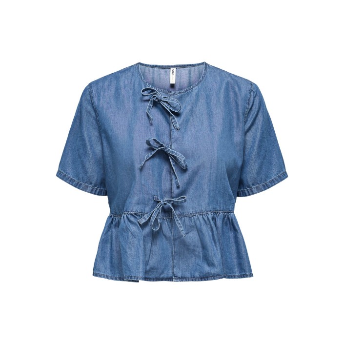 Only ONLBEA SS BOW DNM SHIRT BJ Medium Blue Denim | Freewear ONLBEA SS BOW DNM SHIRT BJ - www.freewear.nl - Freewear