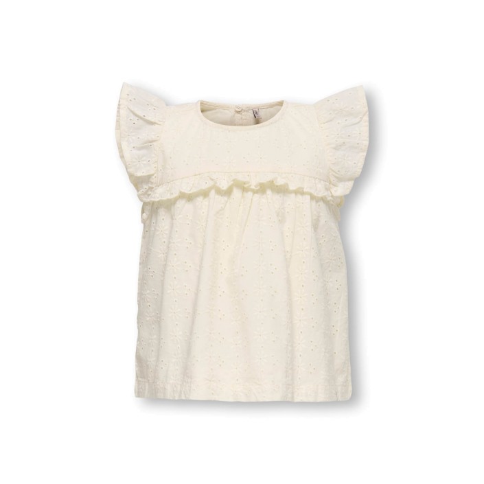 ONLY:KIDS ONLY KMGMARGOT LIFE S/L EMBROIDERY TOP W: Tofu/EMB - DTM | Freewear KMGMARGOT LIFE S/L EMBROIDERY TOP W: - www.freewear.nl - Freewear