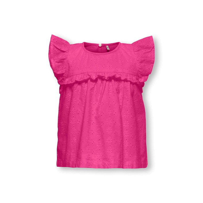ONLY:KIDS ONLY KMGMARGOT LIFE S/L EMBROIDERY TOP W: Fuchsia Fedora/EMB - DTM | Freewear KMGMARGOT LIFE S/L EMBROIDERY TOP W: - www.freewear.nl - Freewear