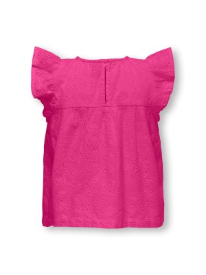ONLY:KIDS ONLY KMGMARGOT LIFE S/L EMBROIDERY TOP W: Fuchsia Fedora/EMB - DTM | Freewear KMGMARGOT LIFE S/L EMBROIDERY TOP W: - www.freewear.nl - Freewear