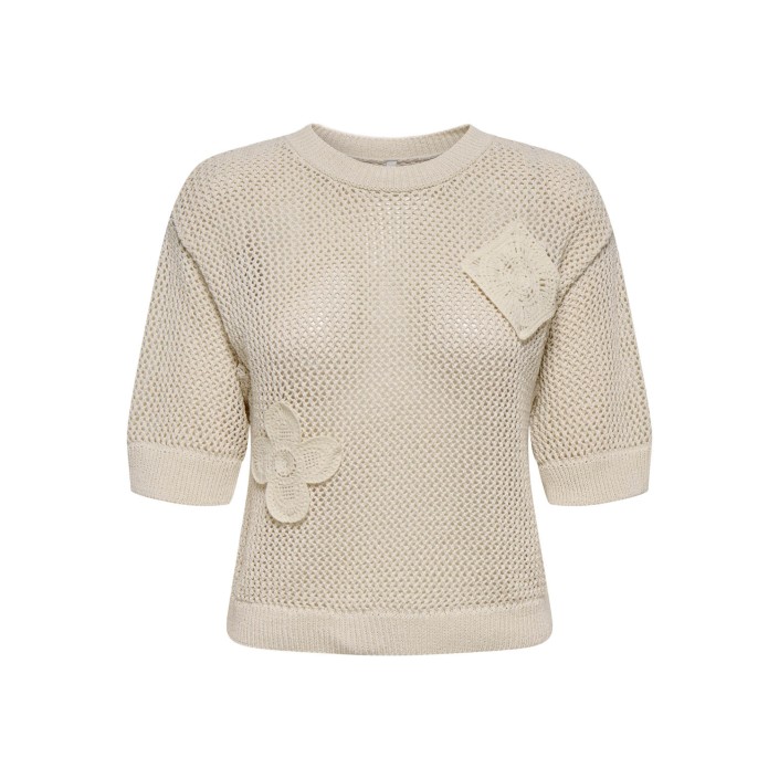 Only ONLLUCIE LIFE SS TEE O-NECK KNT Ecru | Freewear ONLLUCIE LIFE SS TEE O-NECK KNT - www.freewear.nl - Freewear