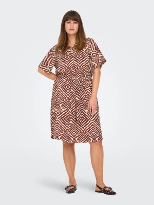 Carmakoma CARSHILLA 2/4 KNEE DRESS AOP BS Hot Chocolate/TRIBE | Freewear CARSHILLA 2/4 KNEE DRESS AOP BS - www.freewear.nl - Freewear
