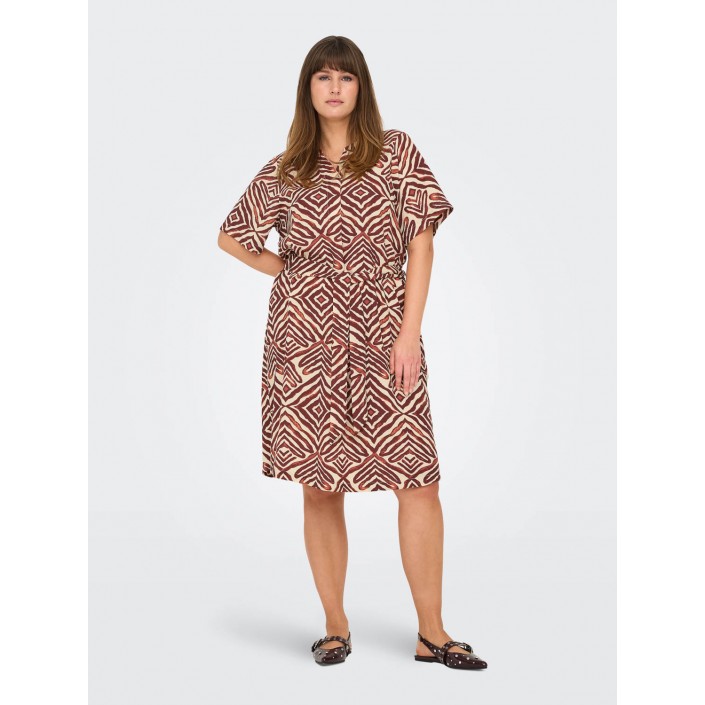 Carmakoma CARSHILLA 2/4 KNEE DRESS AOP BS Hot Chocolate/TRIBE | Freewear CARSHILLA 2/4 KNEE DRESS AOP BS - www.freewear.nl - Freewear