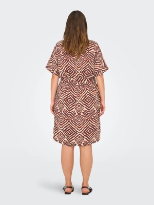 Carmakoma CARSHILLA 2/4 KNEE DRESS AOP BS Hot Chocolate/TRIBE | Freewear CARSHILLA 2/4 KNEE DRESS AOP BS - www.freewear.nl - Freewear