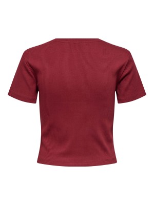 Only ONLVELA LIFE S/S SHORT EMB. TEE BOX: Ruby Wine/California | Freewear ONLVELA LIFE S/S SHORT EMB. TEE BOX: - www.freewear.nl - Freewear