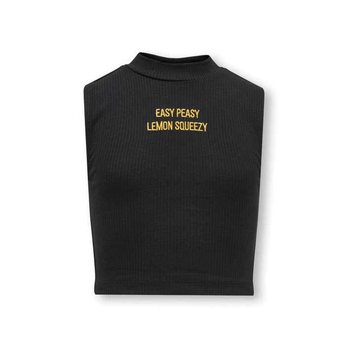 Only KOGLINEA LIFE TEXT S/L SHORT TOP CS: Black/Easy Peasy Lemon Squezzie | Freewear KOGLINEA LIFE TEXT S/L SHORT TOP CS: - www.freewear.nl - Freewear