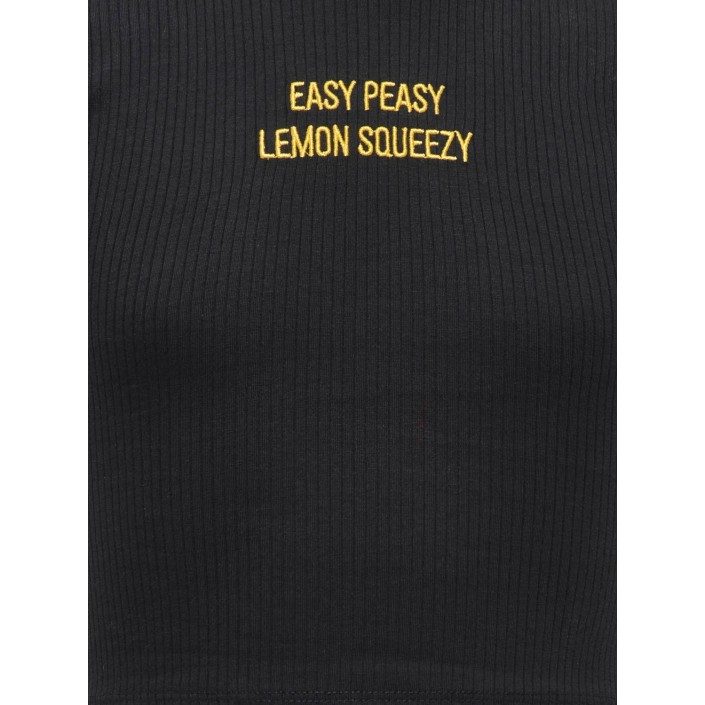 Only KOGLINEA LIFE TEXT S/L SHORT TOP CS: Black/Easy Peasy Lemon Squezzie | Freewear KOGLINEA LIFE TEXT S/L SHORT TOP CS: - www.freewear.nl - Freewear