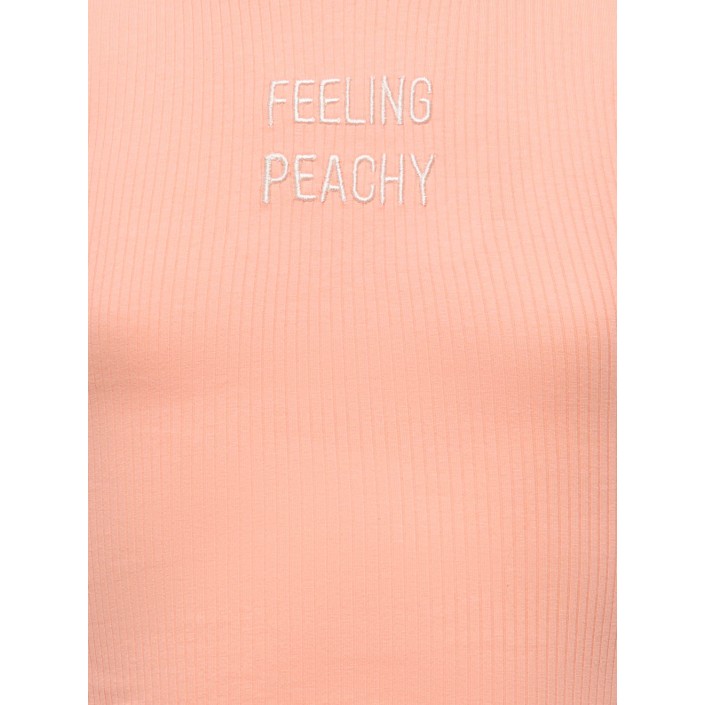 Only KOGLINEA LIFE TEXT S/L SHORT TOP CS: Salmon/Feeling Peachy | Freewear KOGLINEA LIFE TEXT S/L SHORT TOP CS: - www.freewear.nl - Freewear