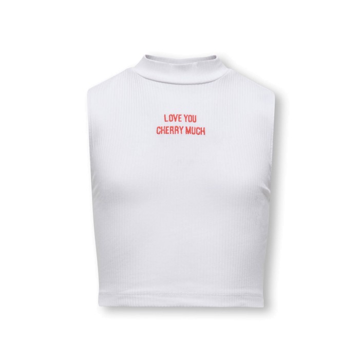 Only KOGLINEA LIFE TEXT S/L SHORT TOP CS: Bright White/Love You Cherry Muc | Freewear KOGLINEA LIFE TEXT S/L SHORT TOP CS: - www.freewear.nl - Freewear
