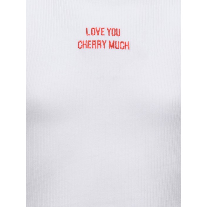 Only KOGLINEA LIFE TEXT S/L SHORT TOP CS: Bright White/Love You Cherry Muc | Freewear KOGLINEA LIFE TEXT S/L SHORT TOP CS: - www.freewear.nl - Freewear