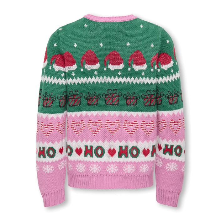 Only KOGHOHO XMAS LS PULLOVER KNT Fuchsia Pink/W. Green Jacket/CD/ | Freewear KOGHOHO XMAS LS PULLOVER KNT - www.freewear.nl - Freewear