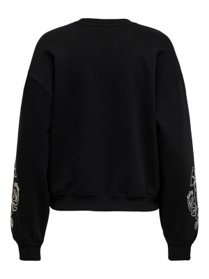 Only ONLBROOKLYN L/S EMBROIDERY BOX SWT Black/Boho flowers (birch) | Freewear ONLBROOKLYN L/S EMBROIDERY BOX SWT - www.freewear.nl - Freewear