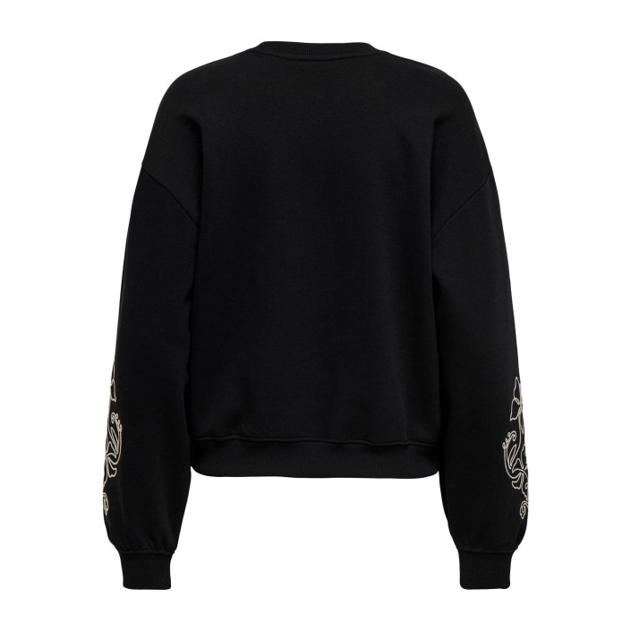 Only ONLBROOKLYN L/S EMBROIDERY BOX SWT Black/Boho flowers (birch) | Freewear ONLBROOKLYN L/S EMBROIDERY BOX SWT - www.freewear.nl - Freewear