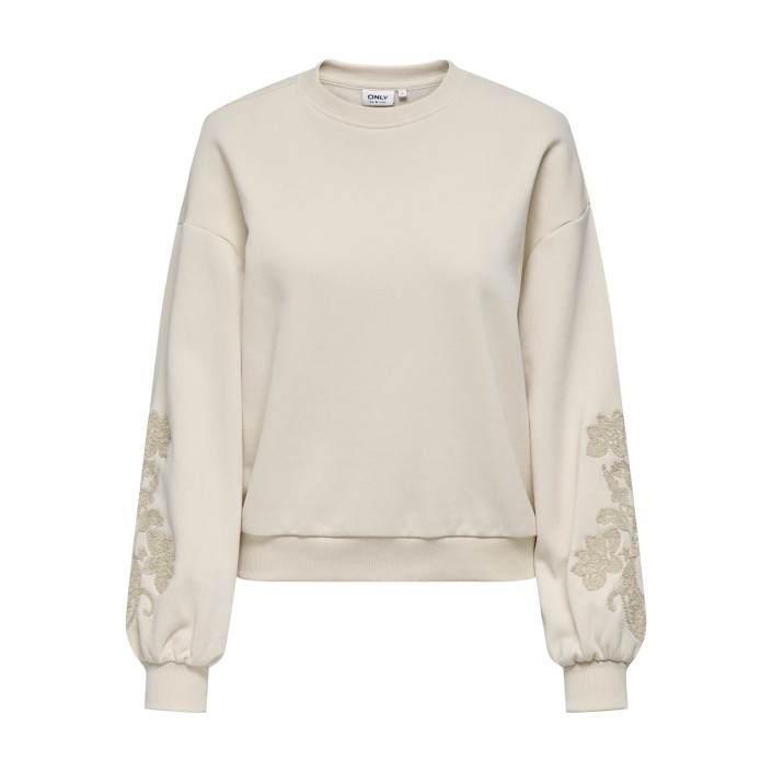 Only ONLBROOKLYN L/S EMBROIDERY BOX SWT Birch/Boho flowers | Freewear ONLBROOKLYN L/S EMBROIDERY BOX SWT - www.freewear.nl - Freewear