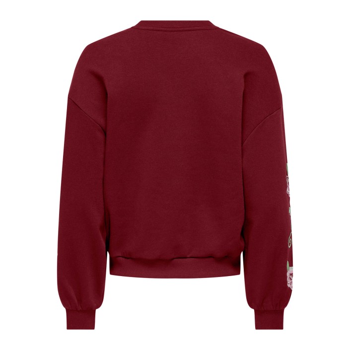 Only ONLBROOKLYN L/S EMBROIDERY BOX SWT Cabernet/Boho flowers (carbernet | Freewear ONLBROOKLYN L/S EMBROIDERY BOX SWT - www.freewear.nl - Freewear