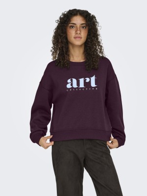 Only ONLBEST L/S PRINT CREW NECK SWT Winetasting/Art | Freewear ONLBEST L/S PRINT CREW NECK SWT - www.freewear.nl - Freewear