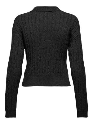 Only ONLKATIA LS CABLE POLO CC KNT Black/True Red Heart Emb/Dtm But | Freewear ONLKATIA LS CABLE POLO CC KNT - www.freewear.nl - Freewear