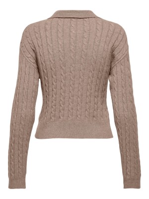 Only ONLKATIA LS CABLE POLO CC KNT Mocha Meringue/Mel/True Red Hear | Freewear ONLKATIA LS CABLE POLO CC KNT - www.freewear.nl - Freewear