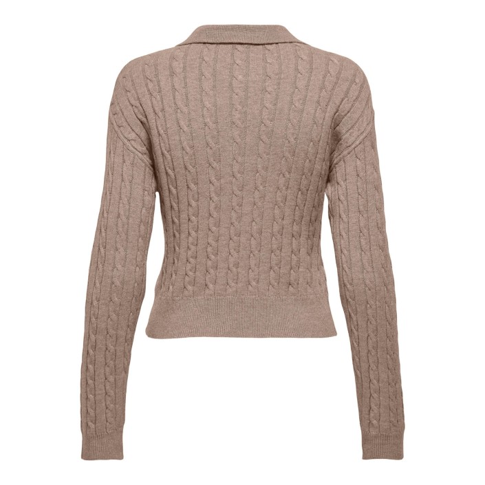 Only ONLKATIA LS CABLE POLO CC KNT Mocha Meringue/Mel/True Red Hear | Freewear ONLKATIA LS CABLE POLO CC KNT - www.freewear.nl - Freewear