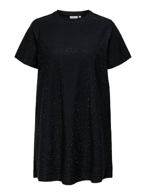 Carmakoma CARMALUKKA LIFE S/S O-NECK ABK DRES: Black/RHINESTONES | Freewear CARMALUKKA LIFE S/S O-NECK ABK DRES: - www.freewear.nl - Freewear