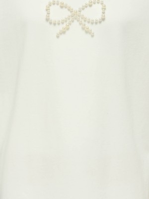 Only KOGKATE LIFE SS O-NECK PEARL TOP JR: Cloud Dancer/Bow | Freewear KOGKATE LIFE SS O-NECK PEARL TOP JR: - www.freewear.nl - Freewear