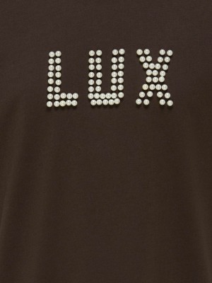 Only KOGKATE LIFE SS O-NECK PEARL TOP JR: Black Coffee/Lux | Freewear KOGKATE LIFE SS O-NECK PEARL TOP JR: - www.freewear.nl - Freewear