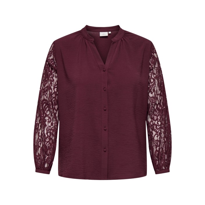 Carmakoma CARKAMMY LIFE LS V-NECK LACE SHIRT : Zinfandel | Freewear CARKAMMY LIFE LS V-NECK LACE SHIRT : - www.freewear.nl - Freewear