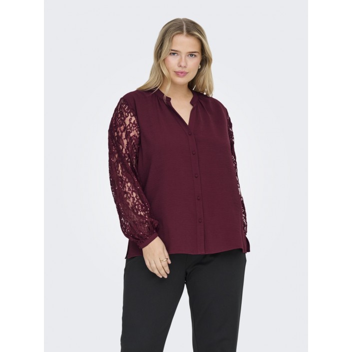 Carmakoma CARKAMMY LIFE LS V-NECK LACE SHIRT : Zinfandel | Freewear CARKAMMY LIFE LS V-NECK LACE SHIRT : - www.freewear.nl - Freewear