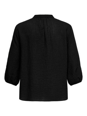 Carmakoma CARLYNE 3/4 V-NECK TOP WVN Black | Freewear CARLYNE 3/4 V-NECK TOP WVN - www.freewear.nl - Freewear