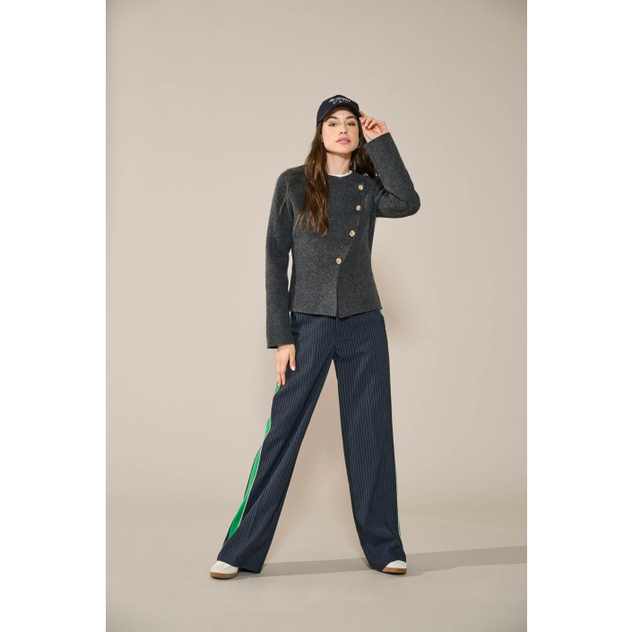 Only ONLMELLA LIFE LS BUTTON JACKET KNT Dark Grey Melange/Gold Button | Freewear ONLMELLA LIFE LS BUTTON JACKET KNT - www.freewear.nl - Freewear