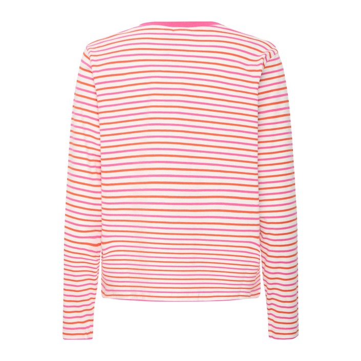 ICHI IHMIRA LOOSE LS3:T-Shirts Cloud Dancer w. Pink Yarrow | Freewear IHMIRA LOOSE LS3:T-Shirts - www.freewear.nl - Freewear