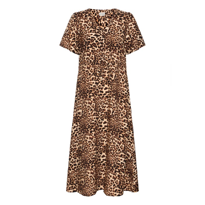 ICHI IHANISSE DR:Dresses Sandshell/Brown LEO print | Freewear IHANISSE DR:Dresses - www.freewear.nl - Freewear